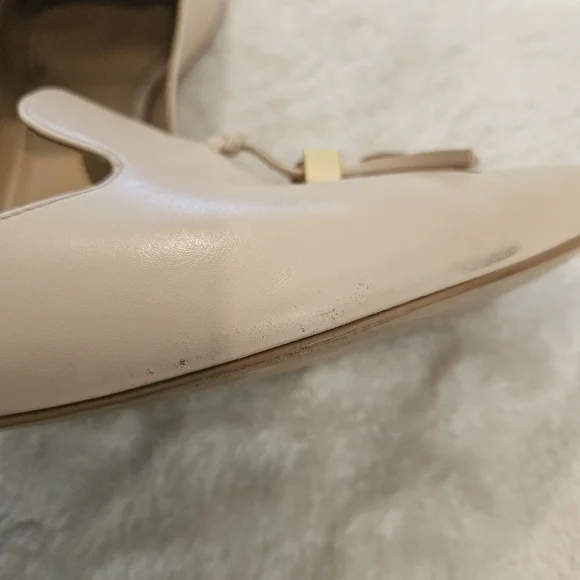 Beige Tassel Leather Mules Size 9 Tan Neutral Business Casual Minimalist Work - Picture 6 of 14